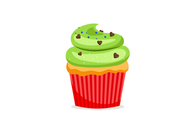 Sweet cupcake with green frosting