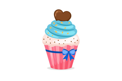 Sweet cupcake with blue frosting