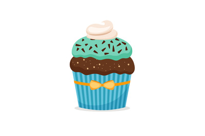 Brownie cupcake with blue frosting