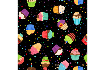 Colorful cupcakes or muffins pattern