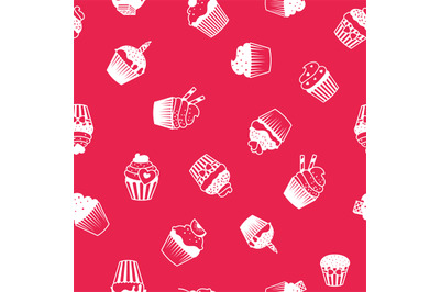 Bright decorative pattern with muffins