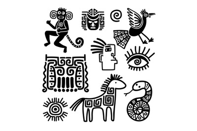 Mexican tribal black line symbols