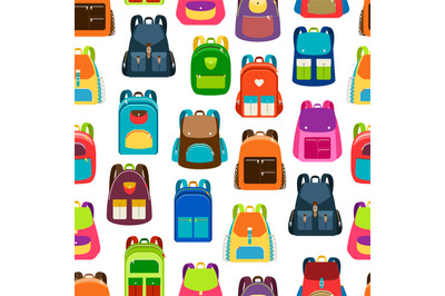 School cartoon pattern with colorful backpacks