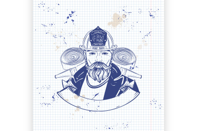 Hand drawn sketch fireman icon3