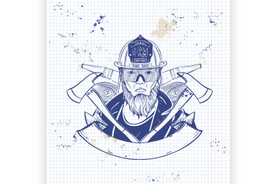 Hand drawn sketch fireman icon6