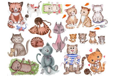 19 watercolor cats and kittens