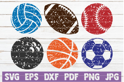 Distressed Sports Ball SVG Bundle