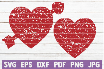 Distressed Valentines Hearts SVG Cut File