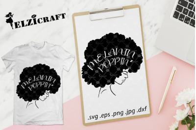 Afro Woman, Melanin Poppin, Afro Hair, Silhouette SVG Cut File