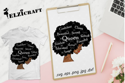 Afro Woman, Queen, Afro Hair, Queen Life SVG Cut File
