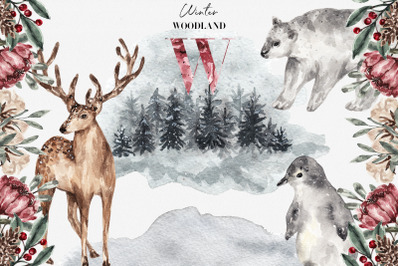 Winter Woodland Watercolor