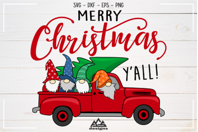 Download Free Gnome Christmas Red Truck Design SVG, PNG, EPS DXF File