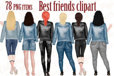 Best Friends Clipart,Jeans and legs,Plus size girls,Planner