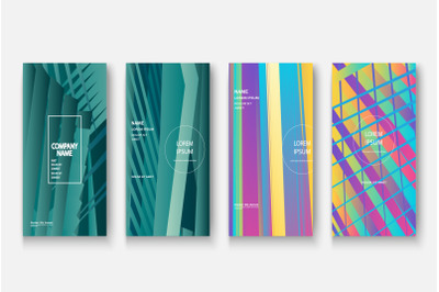 Modern business geometric neon colors template covers design