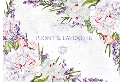 Watercolor Peony &amp; Lavender