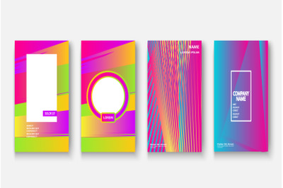 Modern business geometric neon colors template covers design