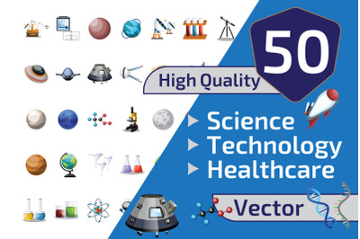 50x Science and Technology illustration collection