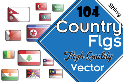 104x Country Flag illustration collection