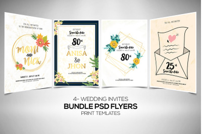 4 Save The Date Wedding Flyers Bundle