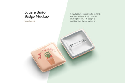 Square Button Badge Mockup