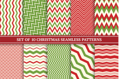 Christmas seamless zigzag patterns