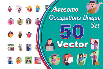 50X Unique/Different Occupations icon Illustrations.