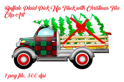 Buffalo Plaid Pick Up Truck with Christmas Tree