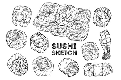 Sushi sketch set