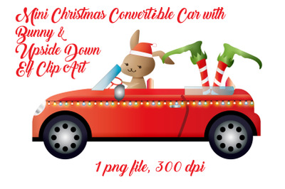 Mini Christmas Convertible Car with Bunny and Elf Legs