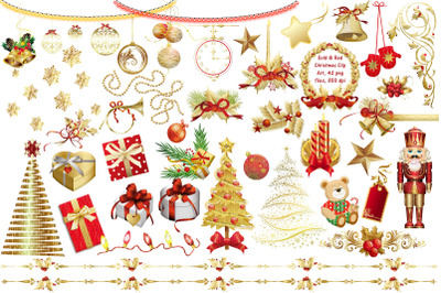 Gold and Red Christmas Clip Art