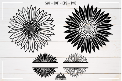 Sun Flower &amp;amp; Sun Flower Split Frame Svg Design