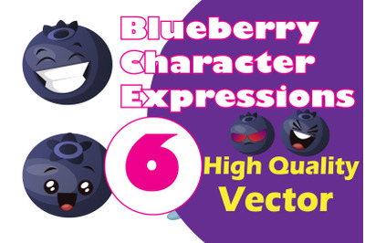 6X Blueberry Character Expressions Illustration