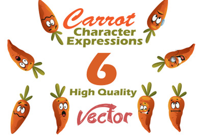 6X Carrot Character Expressions Illustrations