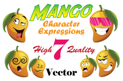7X Mango Character Expressions Illustrations.
