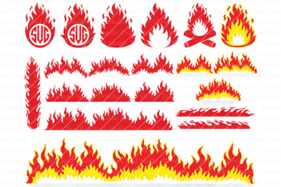 Fire SVG&2C; Flames SVG&2C;  Flame Monogram&2C;  Campfire.  Clipart