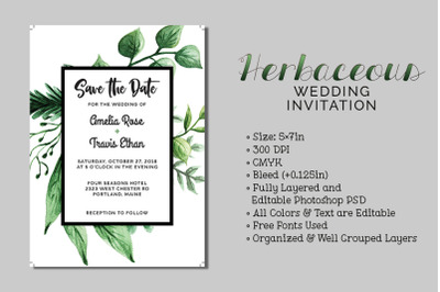 Herbaceous Wedding Invitation