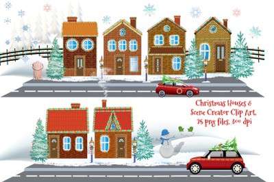Christmas Houses and Scene Creator Clip Art