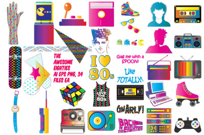 Eighties 1980s Colorful Vector