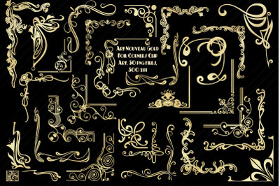 Art Nouveau Gold Foil Corners Clip Art