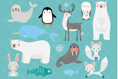 Arctic Animals Clipart, Winter Animals