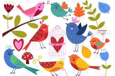 Pretty Birds Clipart, Love Birds, Valentines