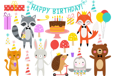 Birthday Party Animals Clipart