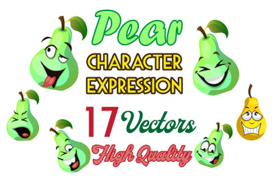 17X Pear Character Expression Illustrations