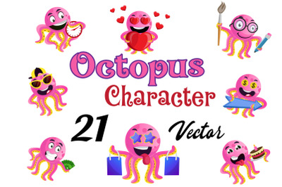 21X  Octopus Character Illustrations