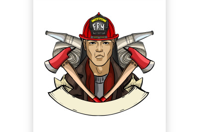 Hand drawn sketch fireman icon