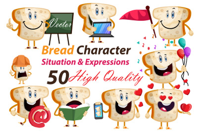 50X Bread Character/Expression Illustrations
