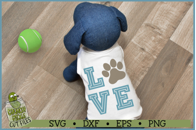 Love Dog Paw Print SVG File