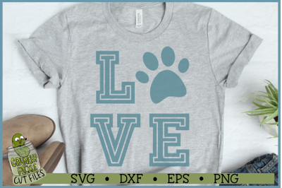 Love Cat or Dog Paw Print SVG File