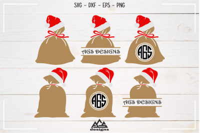 Santa Sacks Monogram &amp; Split Frame Svg Design