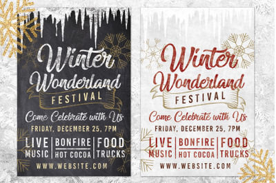 Chalk Christmas Winter Wonderland Holiday Flyer Invite
